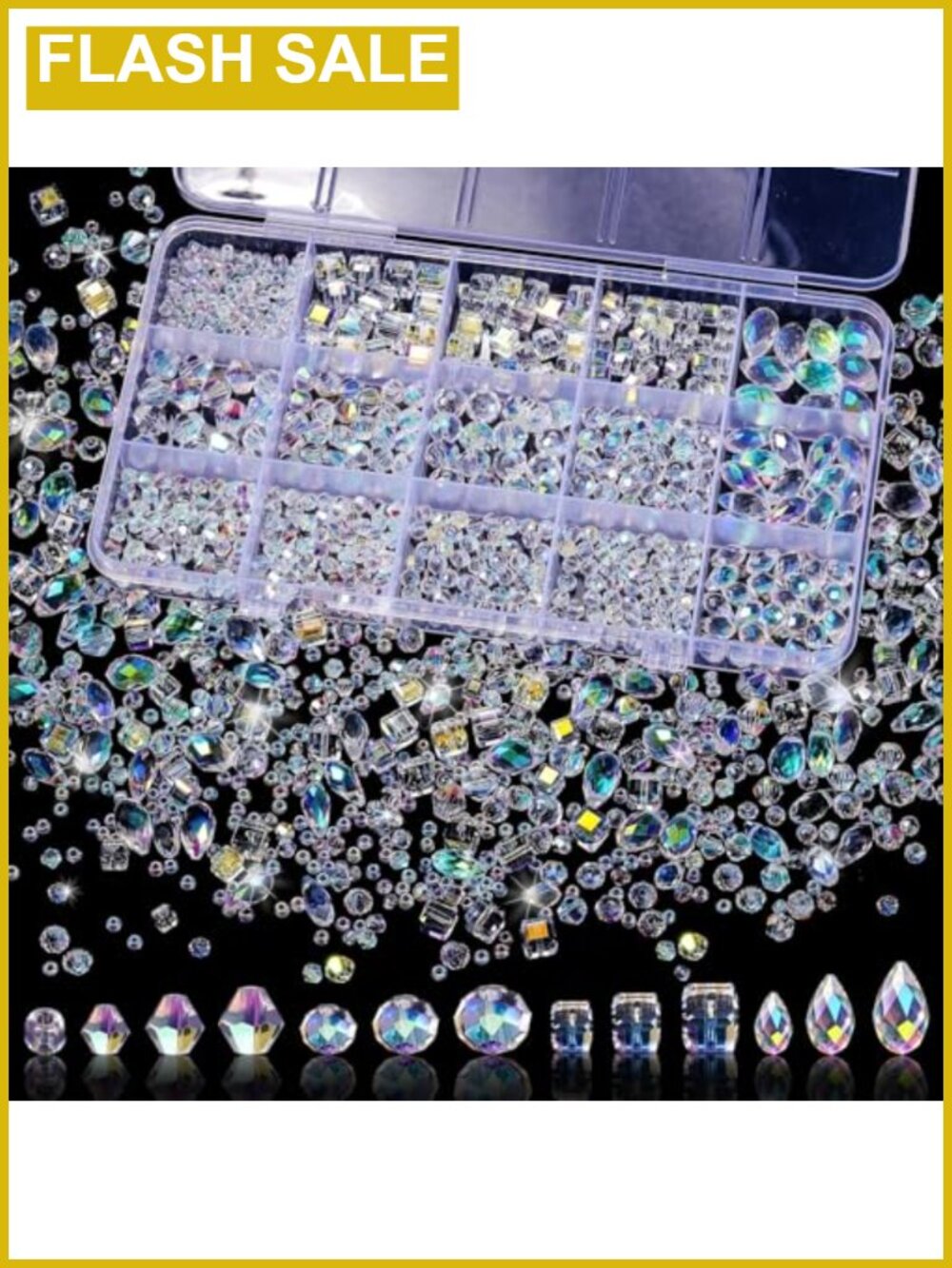 1500pc Glass Beads Jewelry Making Kit Faceted Crystal Beads DIY Craft Set
